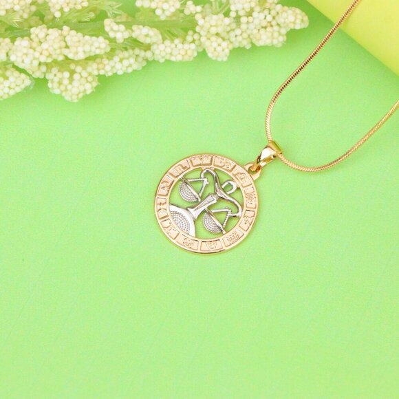 "Rose Gold Libra Zodiac Pendant with Delicate Scales Symbol Design, XPPT1451 - Picture 3 of 13